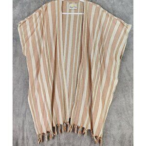 Rays for Days Cardigan Womens One Size Pink White Striped Casual Beach Cover Up